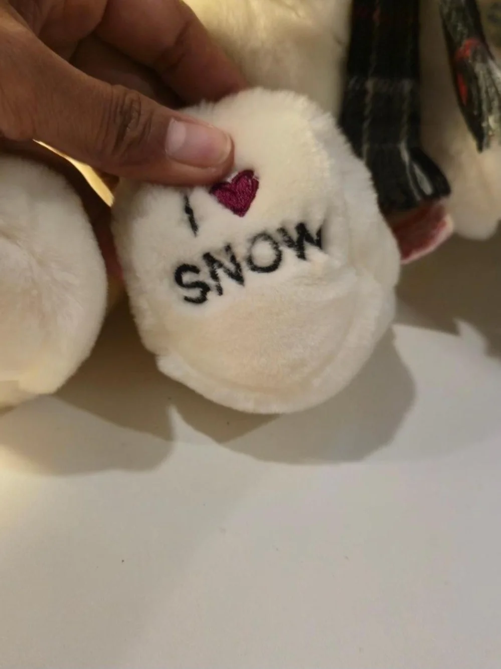 Snowflake Plush Tagged Stuffed Toy - Cream with Pink Tag